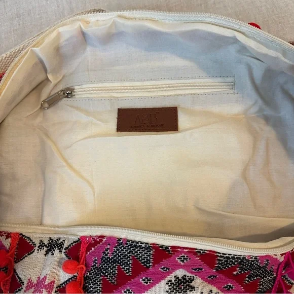 Boho Yoga Mat Bag, Pink and Black Geometric Shoulder Bag with Strap - Picture 6 of 9